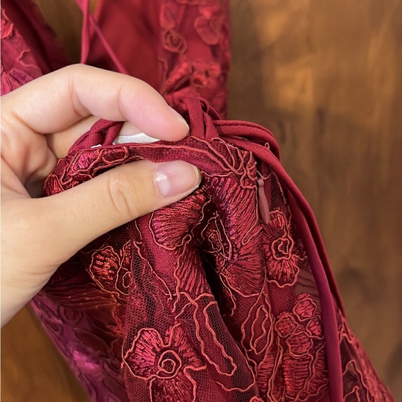 Lucy in the Sky Red Floral Lace Dress - Picture 3 of 3